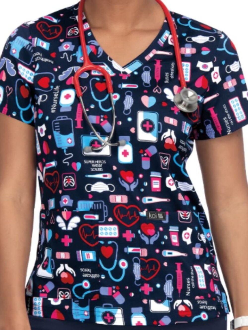 Koi Basics Leslie Print V-Neck